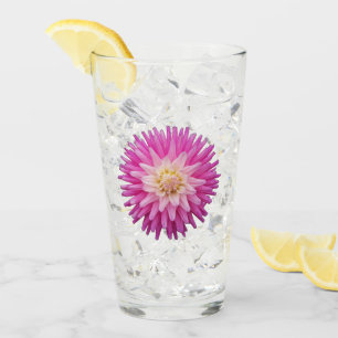 Pink Dahlia Bloom Floral Glass
