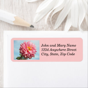 Pink Dahlia Bloom Floral Return Address Label