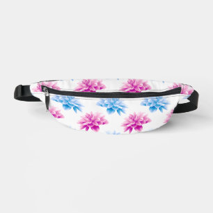 Pink Dahlia, Blue Dahla, Floral Pattern, Flowers Bum Bags