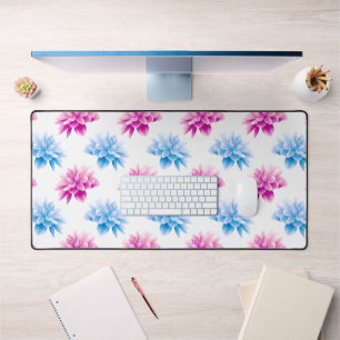 Pink Dahlia, Blue Dahla, Floral Pattern, Flowers Desk Mat