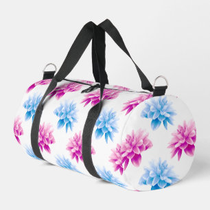 Pink Dahlia, Blue Dahla, Floral Pattern, Flowers Duffle Bag