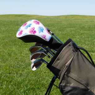 Pink Dahlia, Blue Dahla, Floral Pattern, Flowers Golf Head Cover