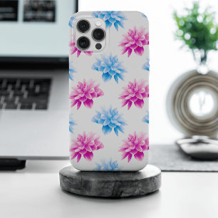 Pink Dahlia, Blue Dahla, Floral Pattern, Flowers iPhone 15 Pro Max Case