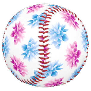 Pink Dahlia, Blue Dahla, Floral Pattern, Flowers Softball