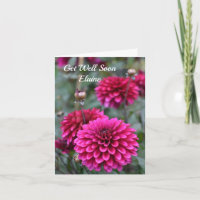 Pink Dahlia Floral Photo Personal Get Well Soon