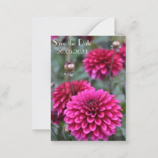 Pink Dahlia Floral Photograph Save the Date Card