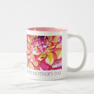 Pink Dahlia flower art Happy Mother's Day mug
