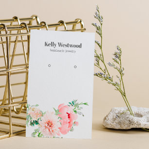 Pink Dahlia Flower Blossom Earring Display Card