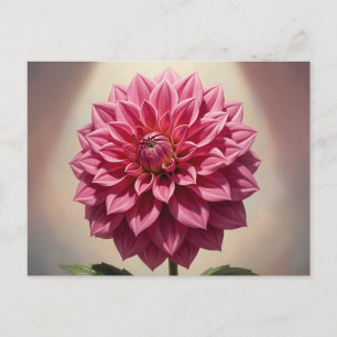 Pink Dahlia Flower Botanical Postcard