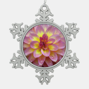Pink dahlia flower christmas ornament