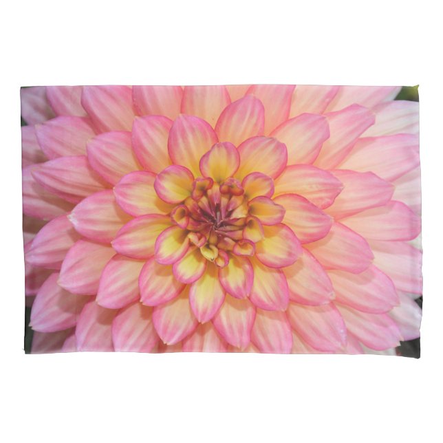 Pink dahlia flower pillowcase (Front)