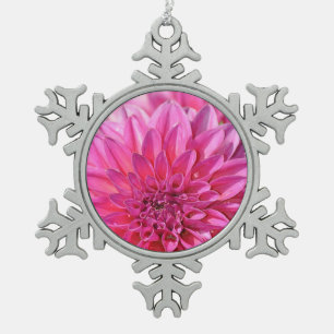 Pink dahlia flower print christmas ornament