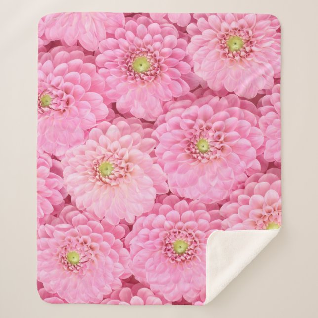 Pink Dahlia: Flower Top View Sherpa Blanket (Front)