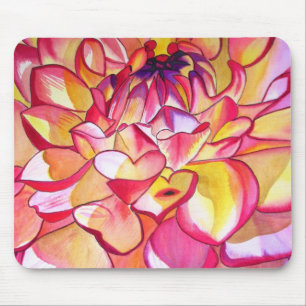 Pink Dahlia flower watercolour fine art Mouse Pad