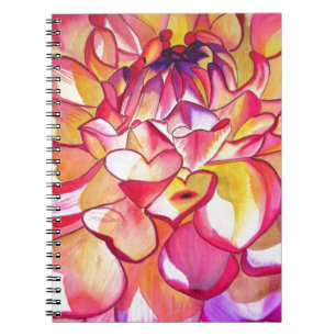 Pink Dahlia flower watercolour fine art Notebook