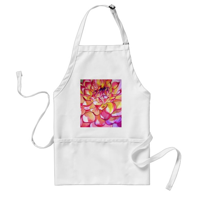 Pink Dahlia flower watercolour fine art Standard Apron (Front)