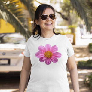 Pink Dahlia Flower With Yellow Centre T-Shirt