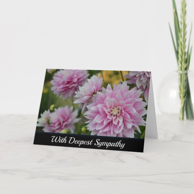 Pink Dahlia Flowers at RHS Garden Wisley Sympathy Card (Front)