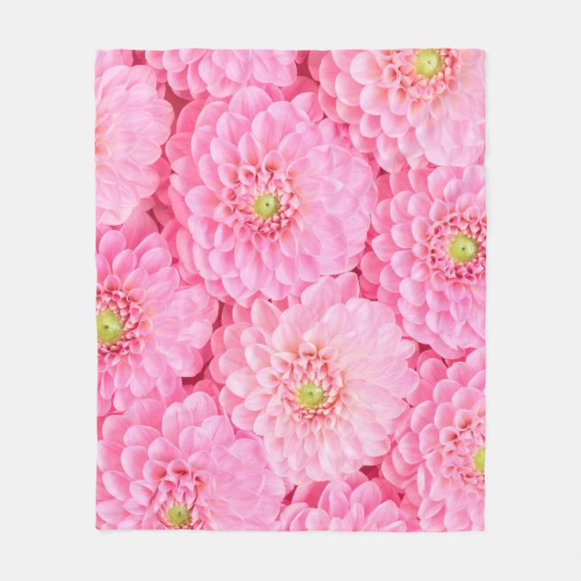 Pink dahlia flowers background. Top view.  Fleece Blanket (Front)