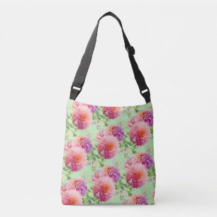 Pink Dahlia Flowers Crossbody Bag