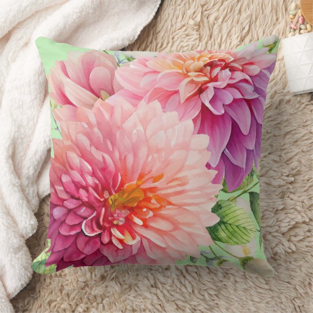 Pink Dahlia Flowers Cushion (Blanket)