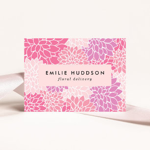 Pink Dahlia Flowers, Floristry, Flower Shop Business Card