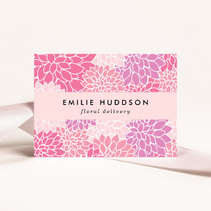 Pink Dahlia Flowers, Floristry, Flower Shop Business Card