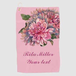 Pink Dahlia flowers Golf Towel