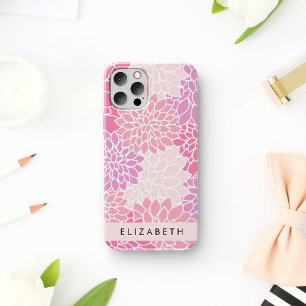 Pink Dahlia Flowers, Pattern Of Flowers, Your Name iPhone 12 Pro Case
