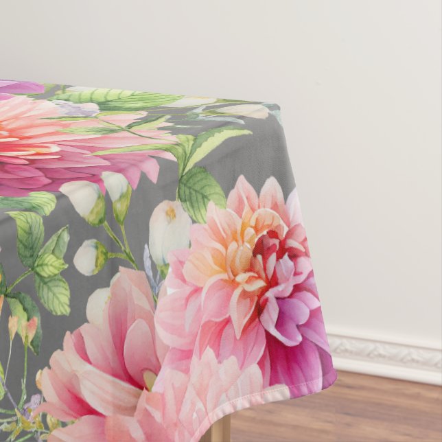 Pink Dahlia Flowers Tablecloth (In Situ)