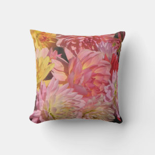 Pink Dahlia Garden Flowers Outdoor Pillow