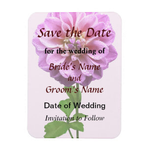 Pink Dahlia in the Rain Save the Date Magnet