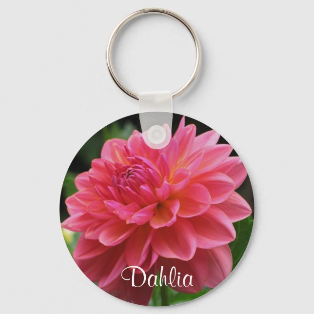Pink Dahlia Key Ring (Front)