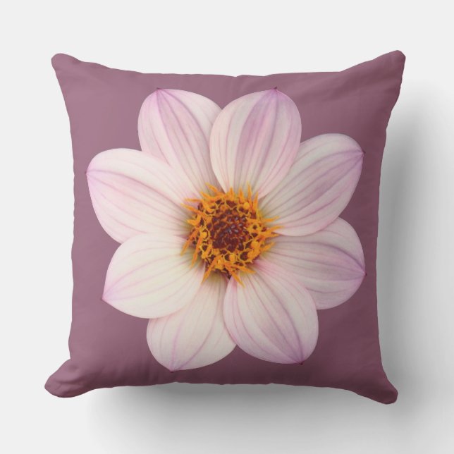 Pink Dahlia on #945E76 Cushion (Front)