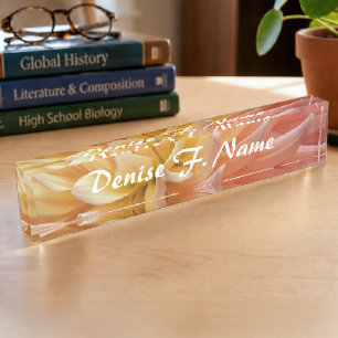 Pink Dahlia Petals Personalised Floral Nameplate