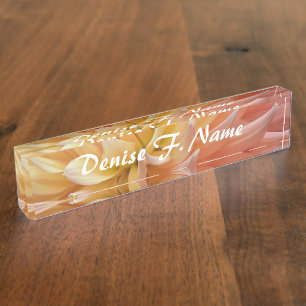 Pink Dahlia Petals Personalised Floral Nameplate