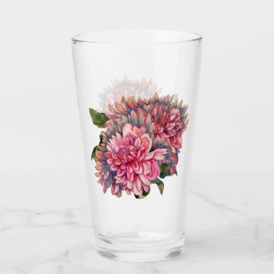 Pink Dahlia Vintage flowers Glass