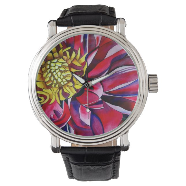 Pink Dahlia watch by Sacha Grossel Art (Front)