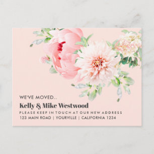 Pink Dahlia We've moved New address New House Postcard