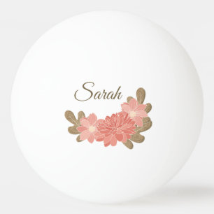 Pink Dahlia with Name Ping Pong Ball