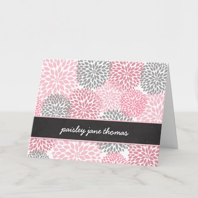 pink dahlias chalkboard thank you notes name (Creator Uploaded)