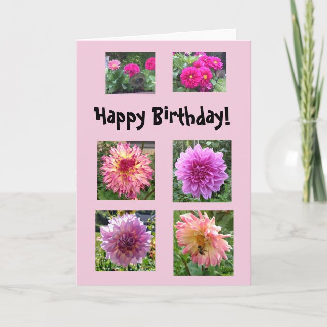 Pink dahlias for your birthday! card (Front)
