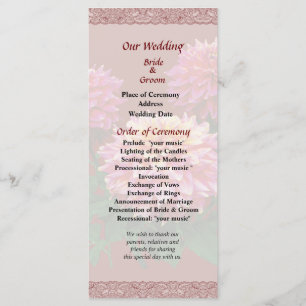 Pink Dahlias Kidd Climax Wedding Program