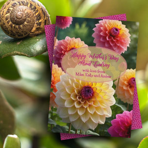 Pink Dahlias Simple Greeting Mothers Day Card