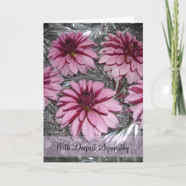 Pink Dahlias Sympathy Card (Front)