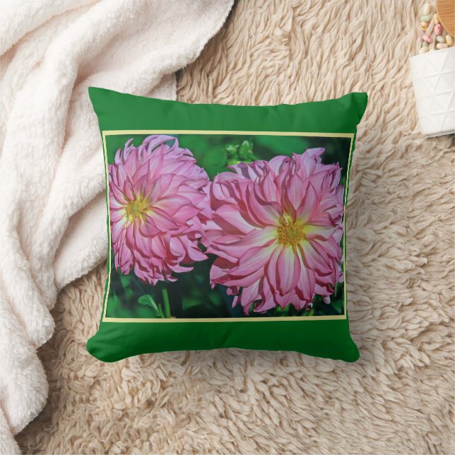 PINK DAHLIAS (TWO LARGE DAHLIAS) CUSHION (Blanket)
