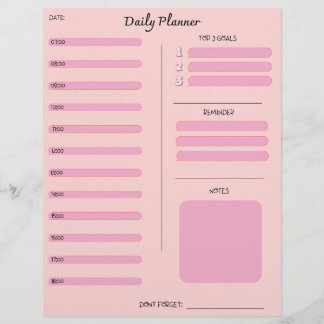 Pink Daily Planner Custom Letterhead