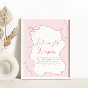 Pink dainty bow wavy hand drawn Dont say baby Poster