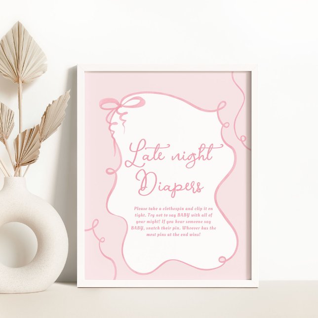 Pink dainty  bow wavy hand drawn Dont say baby Poster (Creator Uploaded)