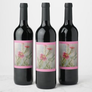 Pink Daises Wine Label
